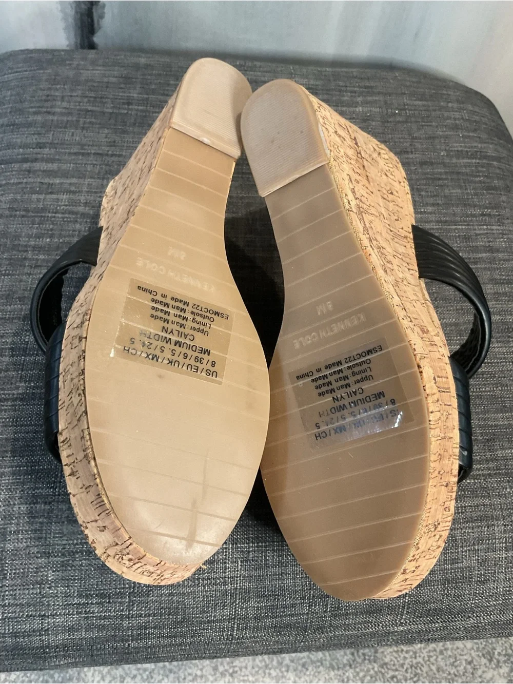 Kenneth Cole New York Cailyn Cork Wedge Sandal in Black - Size 8 (NIB)